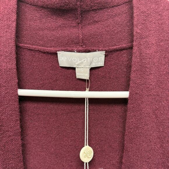 Evolution by Cyrus Sweater, Maroon Cardigan, Button Accents, Size S - Picture 2 of 9